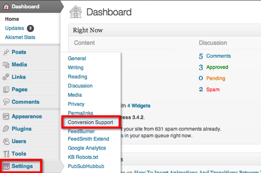 Live chat WordPress plugin settings