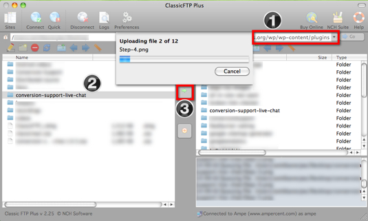 Install live chat WordPress plugin from FTP