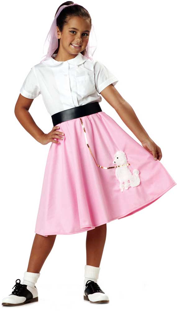 Hip Hop 50s Shop Girls Poodle Skirt Outfit Halloween or Dance Costume Set 