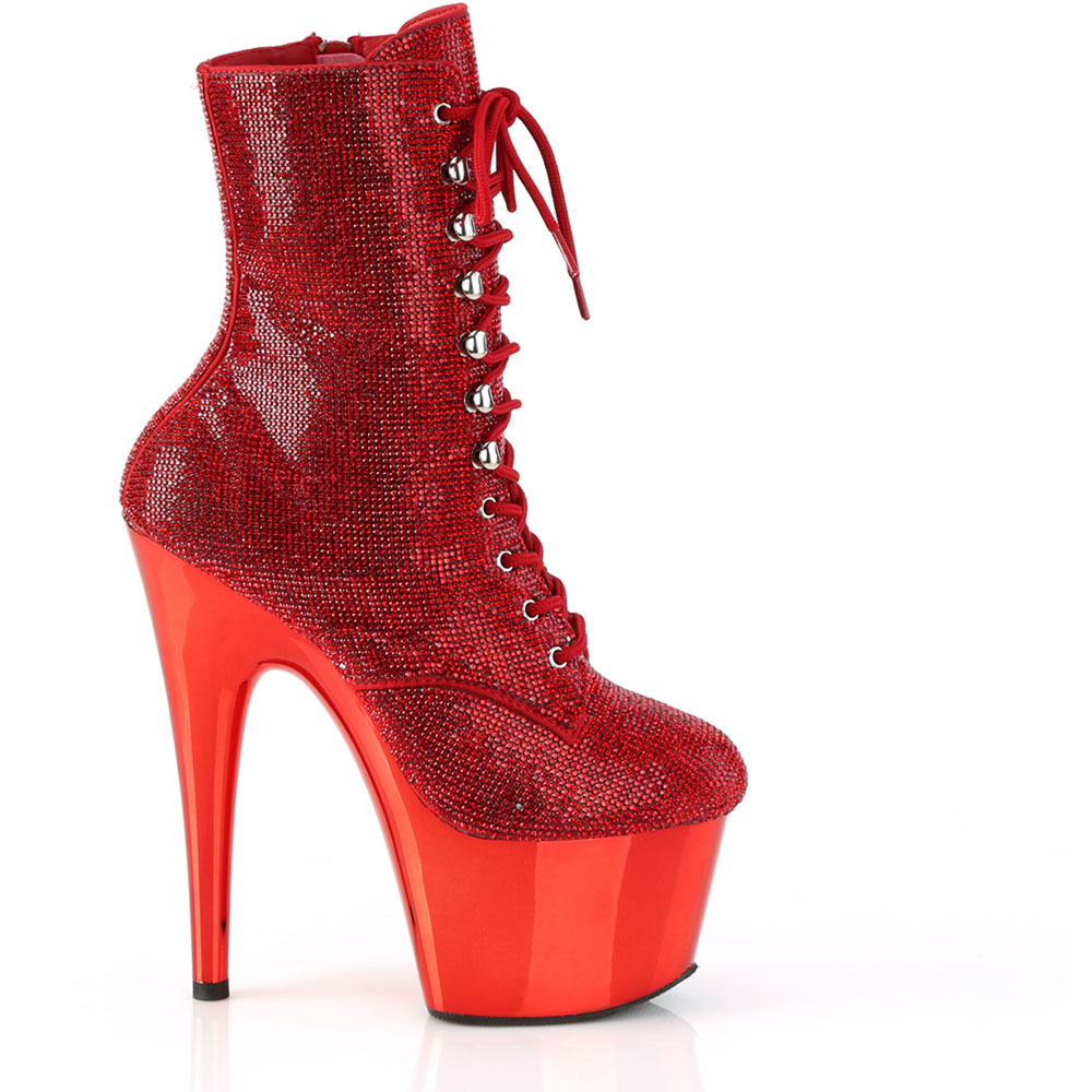 Details about   Pleaser 6" red patent rhinestone ankle boots 