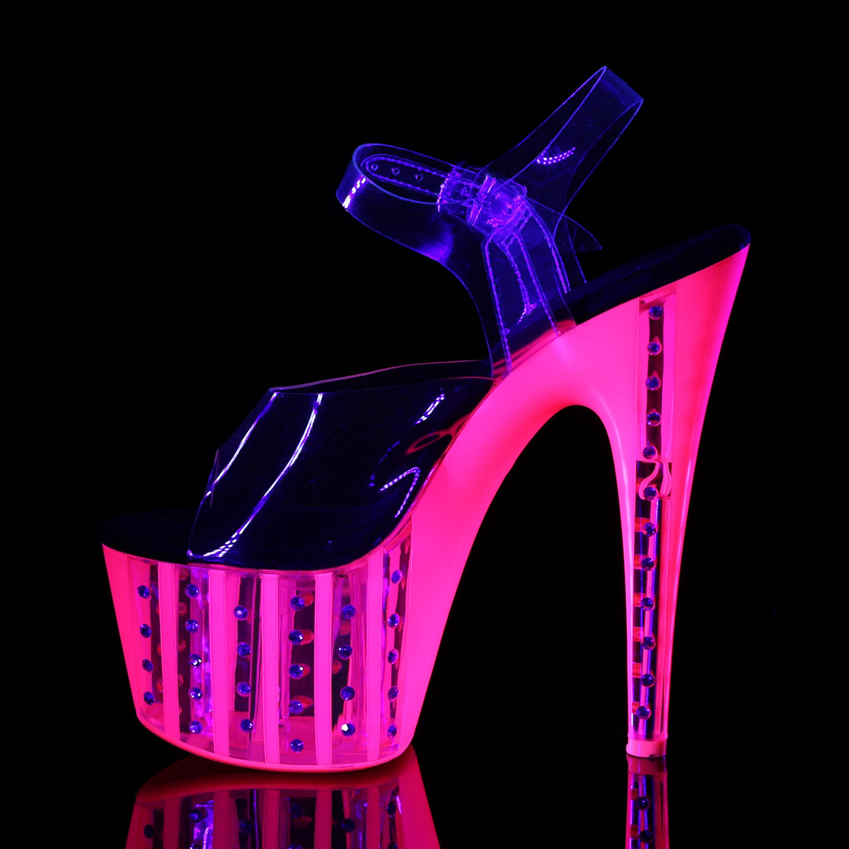 neon ankle strap heels