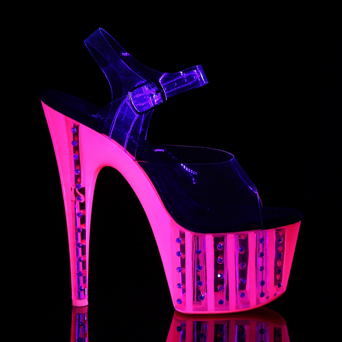 neon ankle strap heels