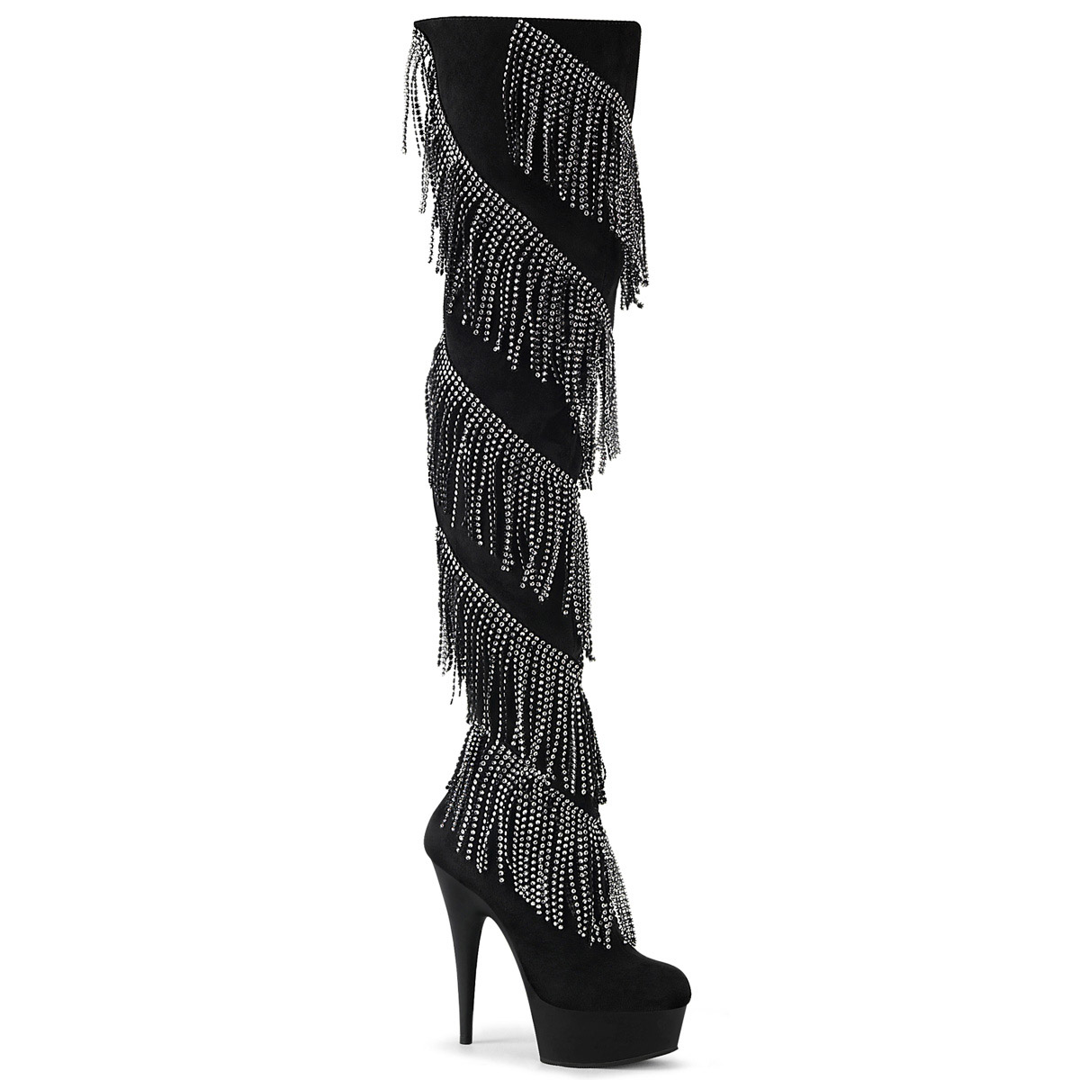 pleaser thigh high fringe boots