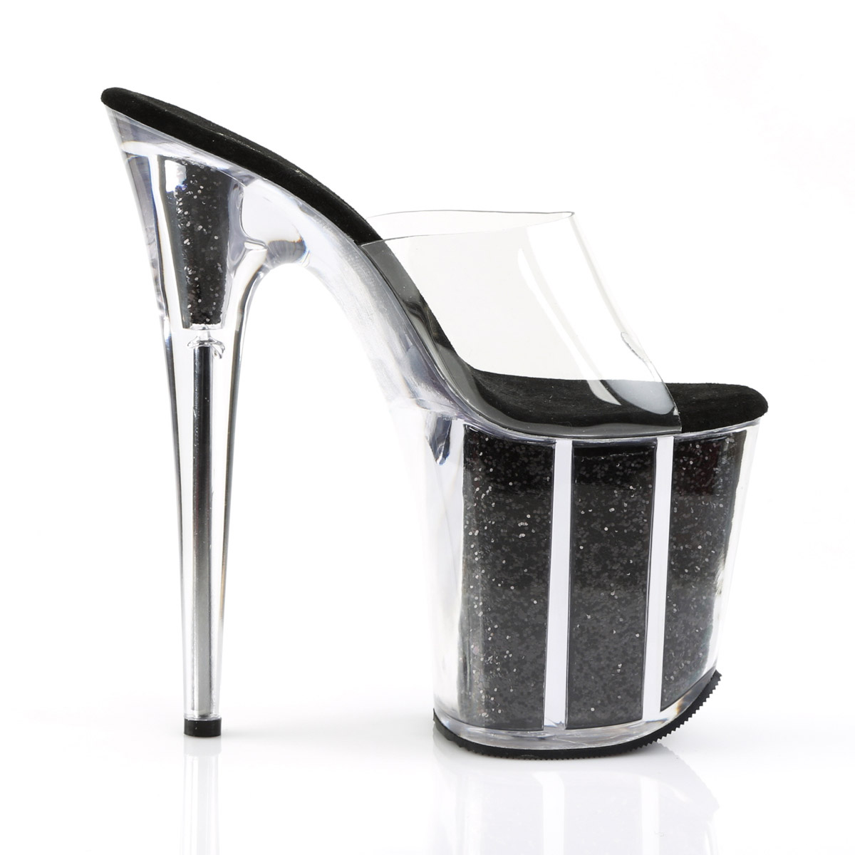 Pleaser Flamingo-801G Shoes Slip On Mules 8" High Heels Glitter Pole Dancing New 
