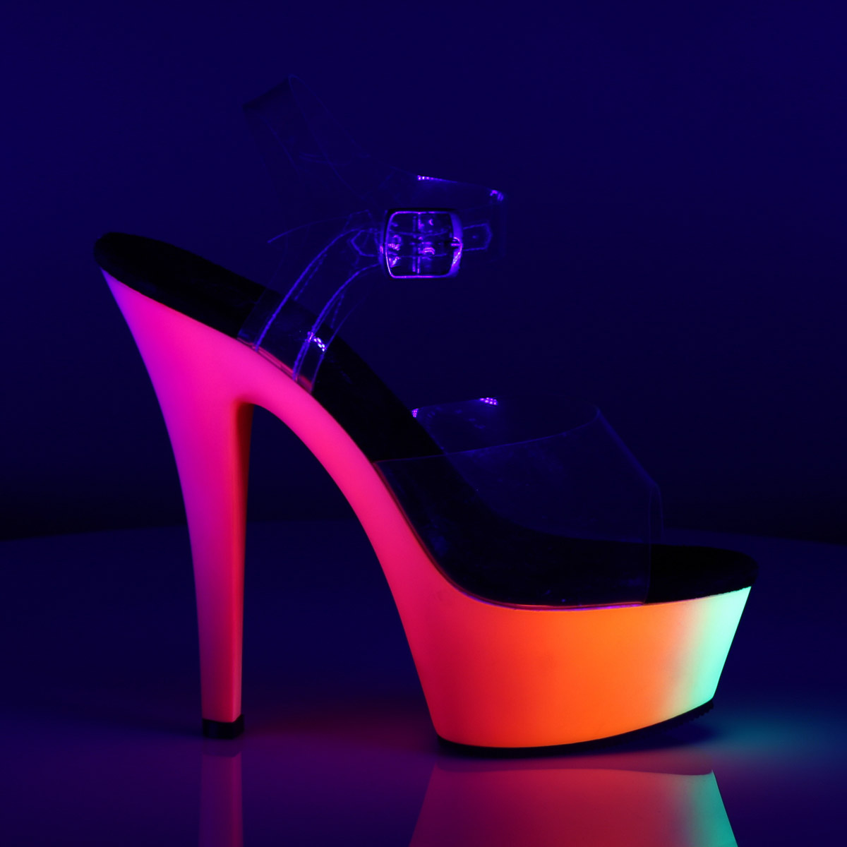 neon ankle strap heels