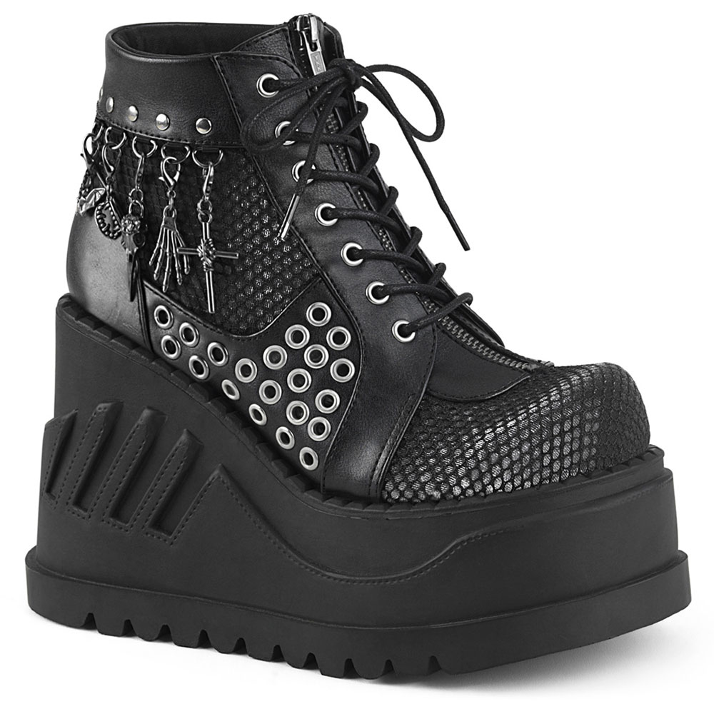 Black 90s Platform Shoes Sneaker Boots Stomp Goth Punk Womans