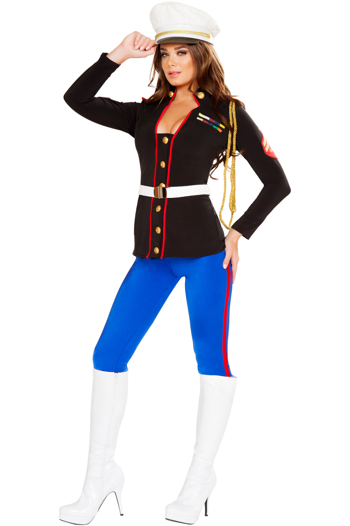 thumbnail 2 - Sexy Marine Corporal Adult Women Military Costume Braded Aiguillette Jacket Pant