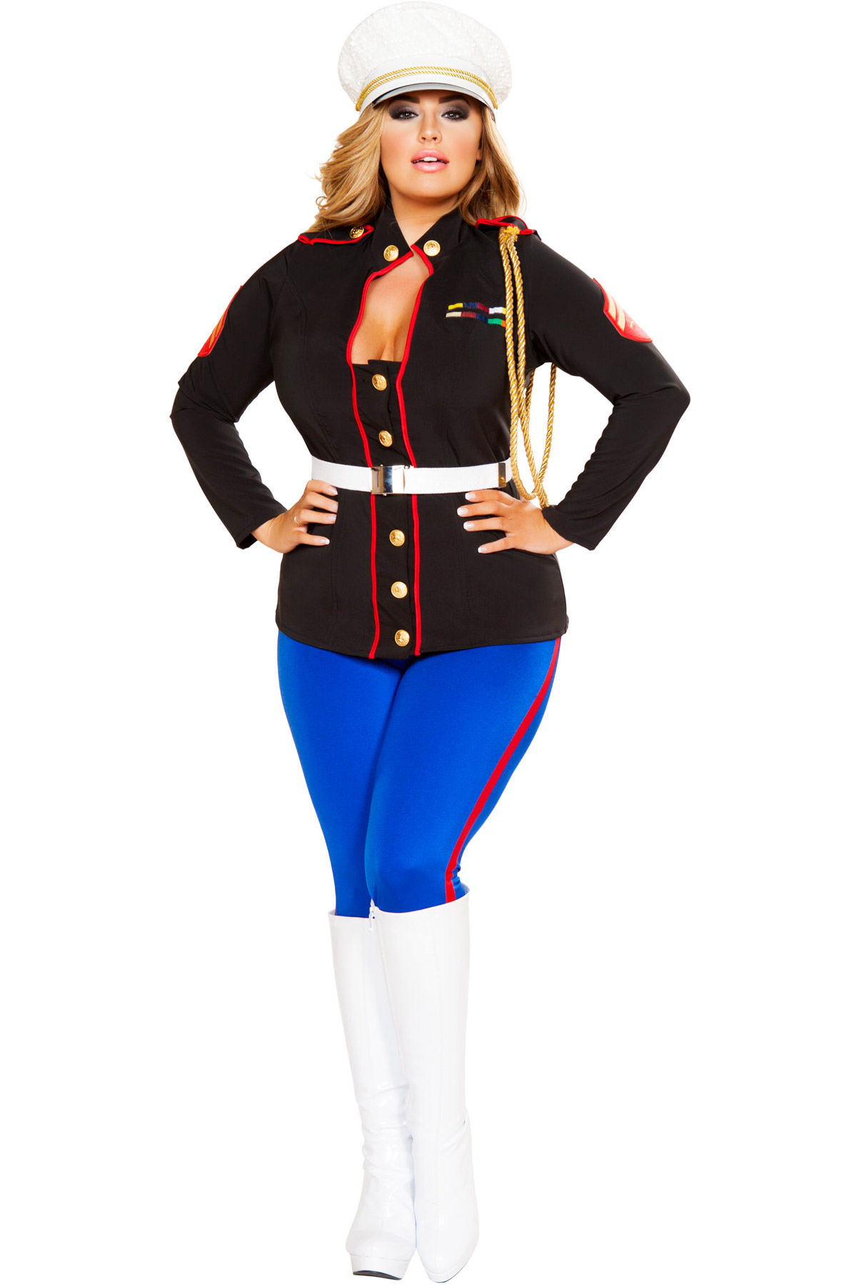 thumbnail 4 - Sexy Marine Corporal Adult Women Military Costume Braded Aiguillette Jacket Pant
