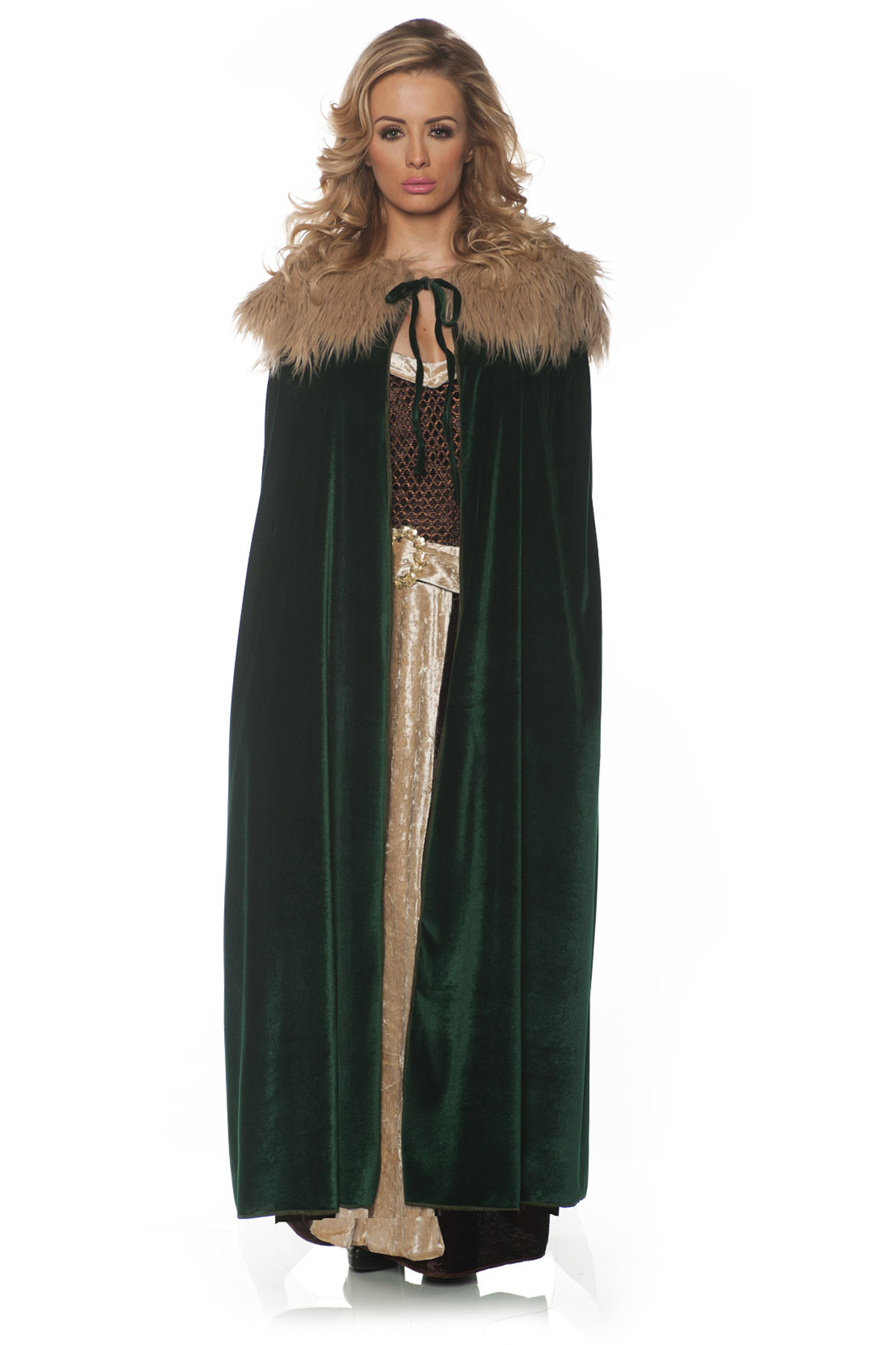 green fur cape