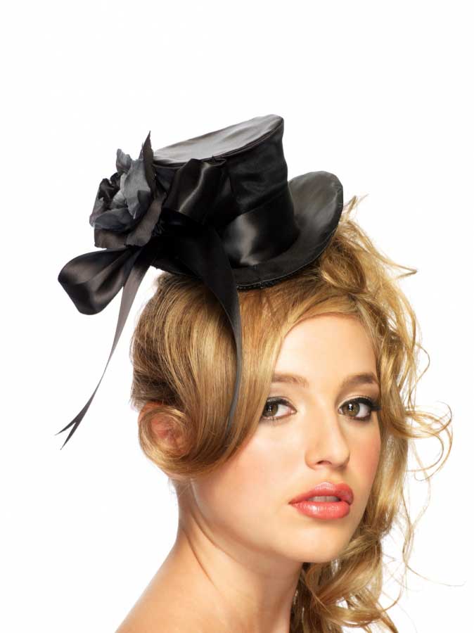 Sexy Satin Top Hat With Flower & Bow Accent Accessory Women eBay