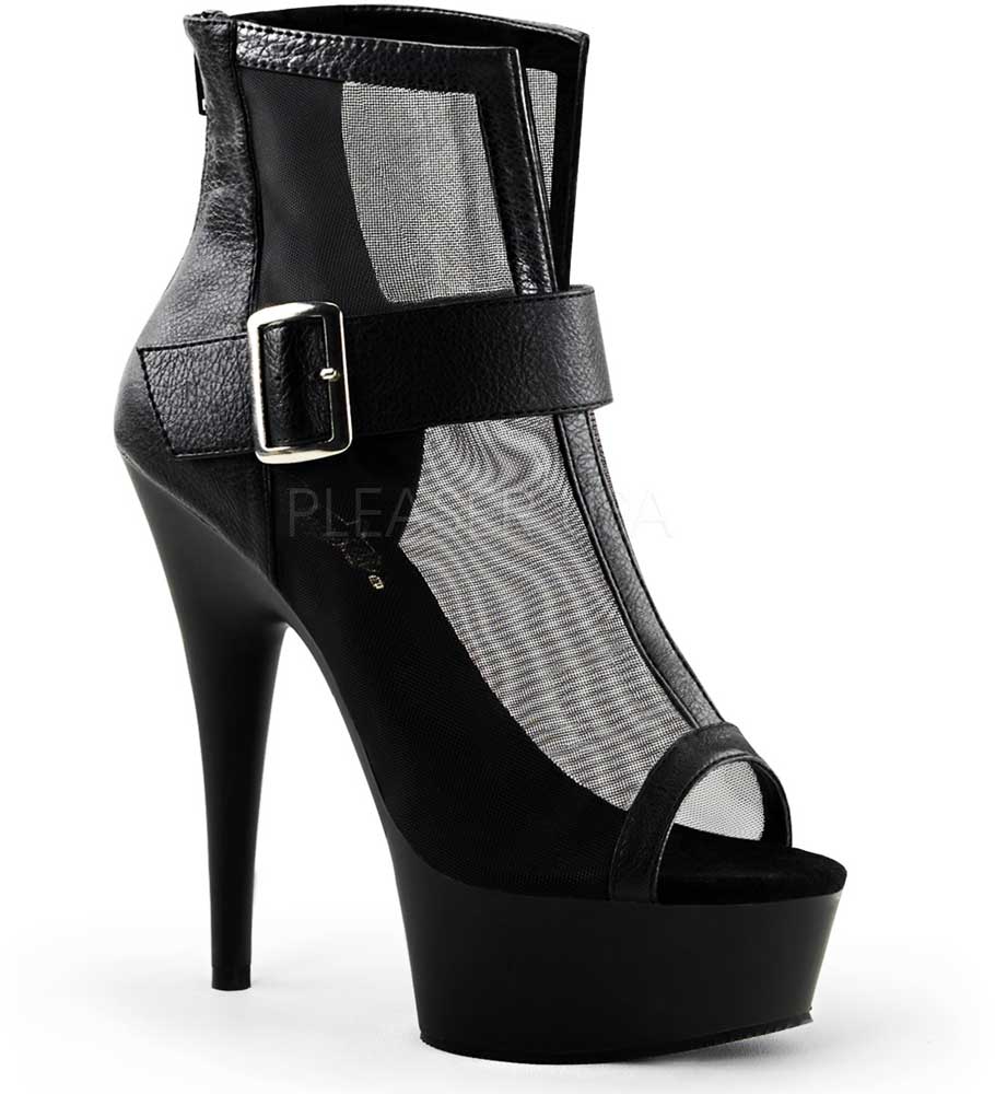 Mesh Buckle Strap Ankle Bootie Platform Stiletto High Heels Shoes Adult