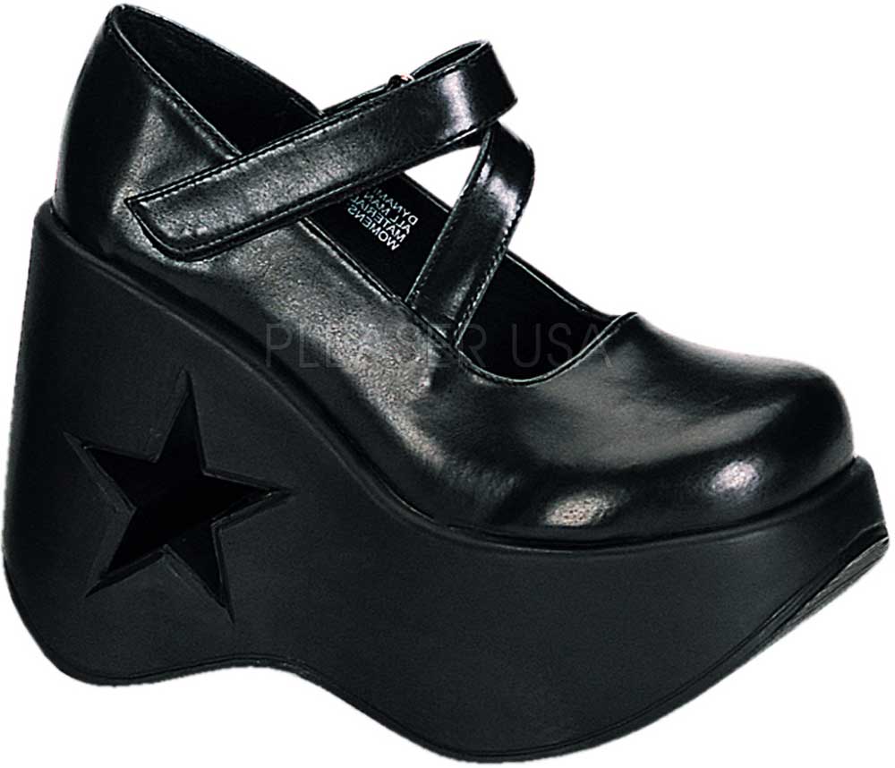 Goth Punk Lolita Star Cutout Platform Mary Jane High Heels