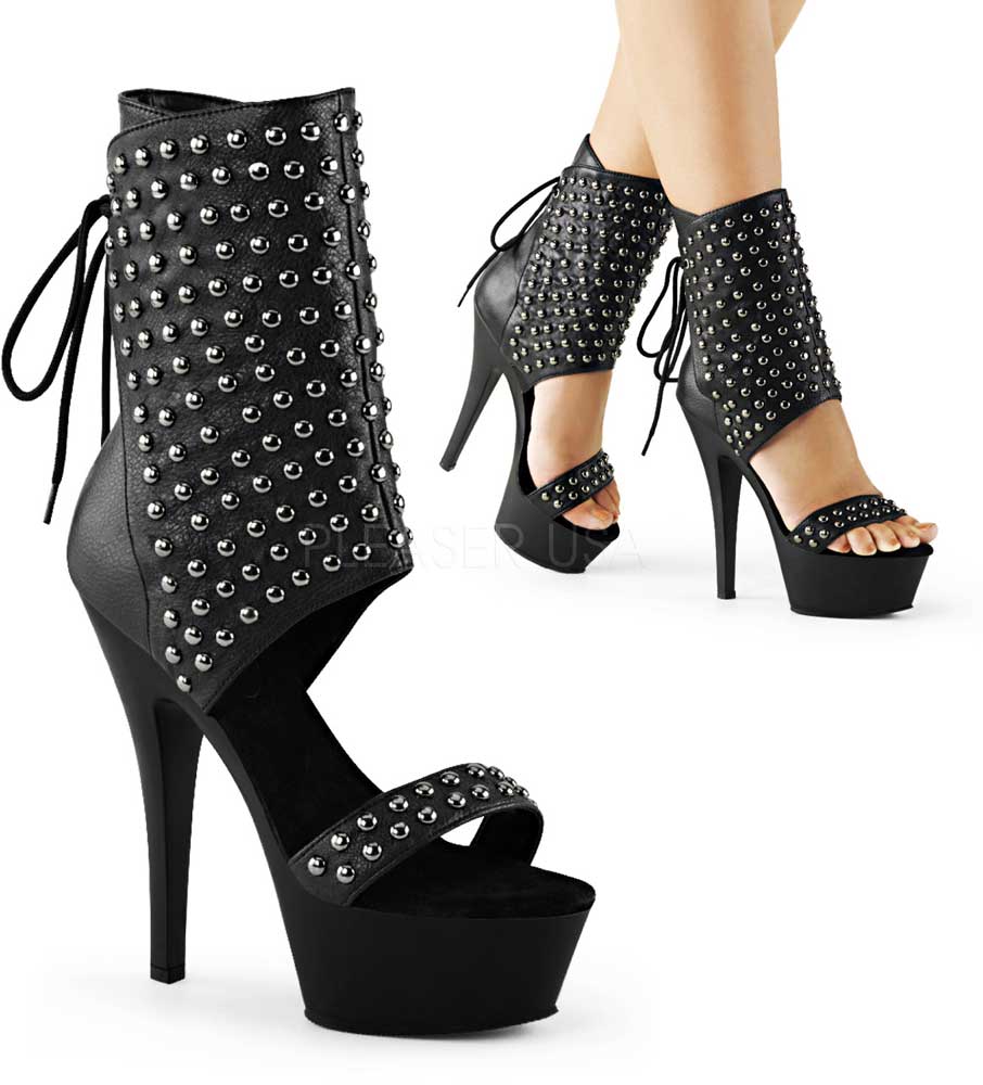 Kinky Studded Ankle Cuff Platform Stiletto Sandal High Heels Shoes