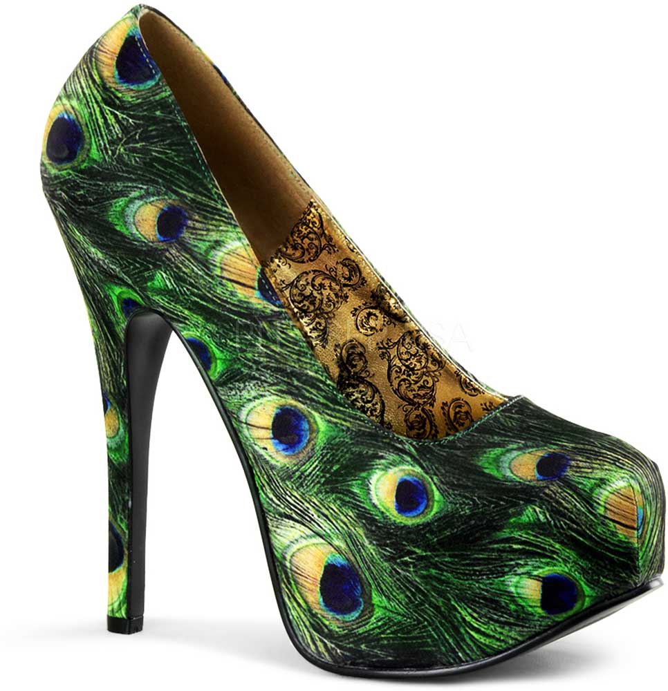 peacock platform heels