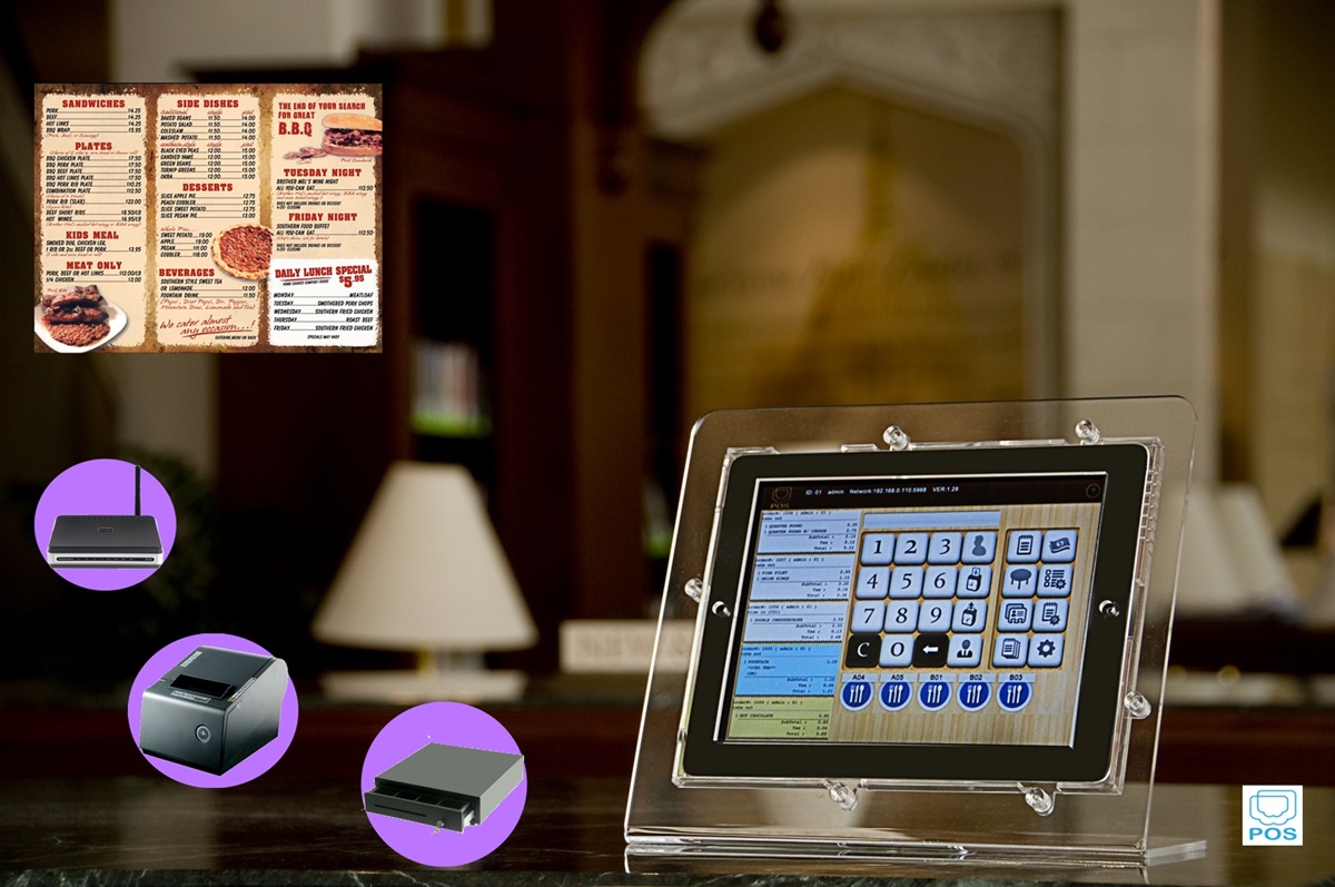 New iPad POS Restaurant Point Of Sale Cash Register w Free Menu Items