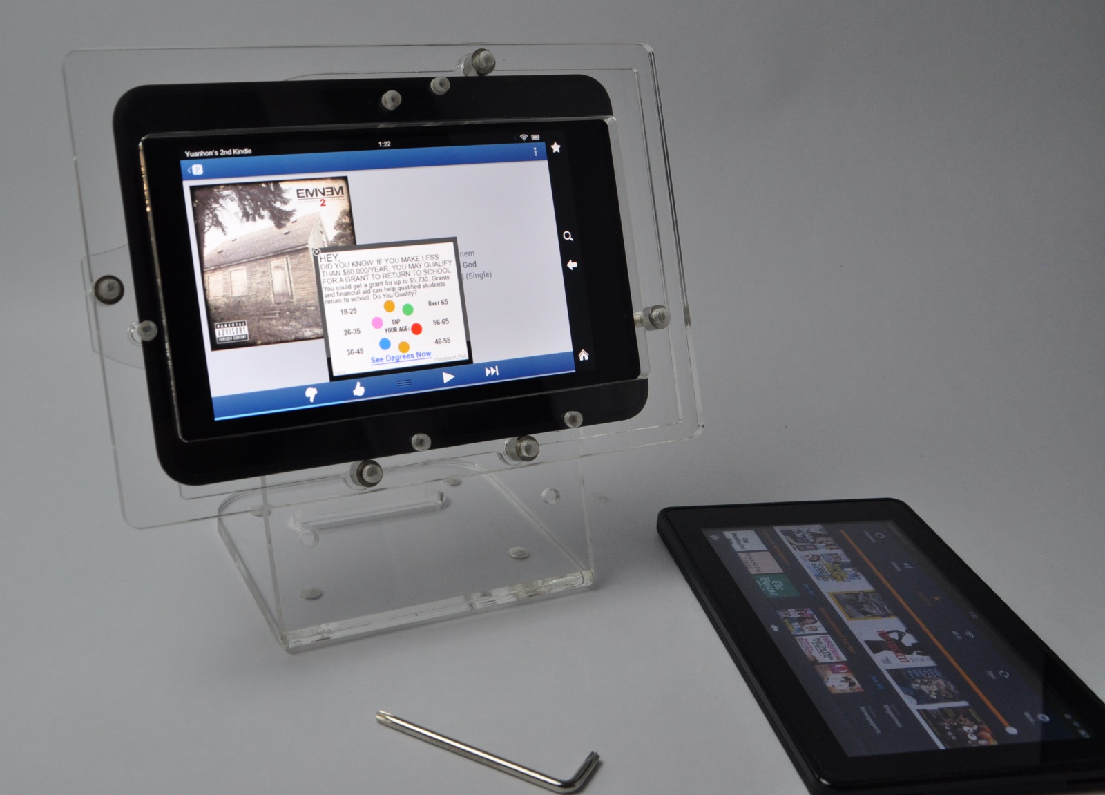 Clear Acrylic Antitheft Security Desktop Stand for Amazon Kindle Fire