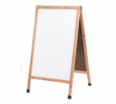 Aarco Products A-5 Sidewalk Markerboard, 24"w X 42"h, Solid Oak, A-frame