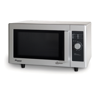 Acp RMS10D Amana® Commercial Microwave Oven, 1000 Watts, Low Volume, Stainless Steel Exterior Wrap & Painted Interior, 6-minute Dial Timer With Illuminated Digits And End Of Cycle Audible Signal, 1 Power Level, Side Hinged Door With Glass Window, 3-yr Limited W