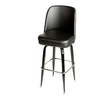Oak Street Mfg. SL2133-BLK Swivel Bar Stool, 16"d X 18"w Seat, Upholstered Premium Bucket Seat, 4° Steel Ball Bearing Swivel, Square Single Chrome Ring, Black Frame, Non-marring Poly Glides, Black Vinyl