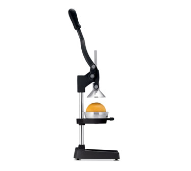 Focus Foodservice 97306 Olympus™ Juicer, Manual, Lever Action, 31" Overall Height, Enamel Finish, Cast Iron, Rubberized Handles & Suction-cup Feet, 3-pinion Design, 18/10 Stainless Steel Perforated Strainer Cone, Black, Nsf