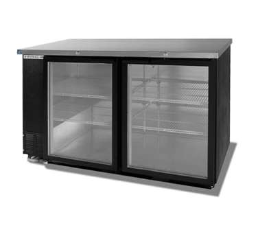 Beverage Air BB68G-1-B Refrigerated Backbar Storage Cabinet, 2-section, 68", 2 Glass Doors, 4 Epoxy Coated Steel Shelves