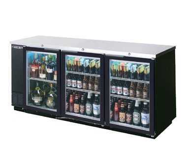Beverage Air BB78G-1-B Refrigerated Backbar Storage Cabinet, 3-section, 78", 3 Glass Doors, Snap-in Door Gasket