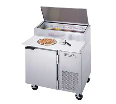 Beverage Air DP46 Pizza Prep Table, One-section, 46", 1 Door, 2 Shelves, 2 Full Size Pan Capacity, Stainless Steel Top With Refrigerated Pan Rail