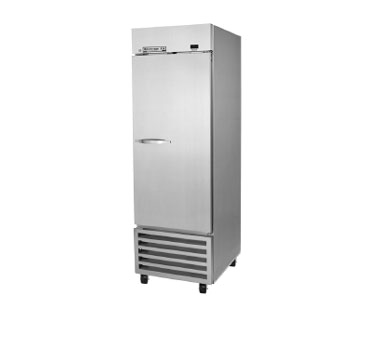 Beverage Air KR24-1AS Refrigerator, Reach-in, One-section, 23.0 Cu. Ft., (3) Adjustable Shelves, Lockable Hinged Door, Door Locks, Gray Coated Steel Sides, White Interior With Stainless Steel Floor, Bottom-mounted Self-contained Refrigeration, 3" Casters, 115v/60/1, 5.5 A