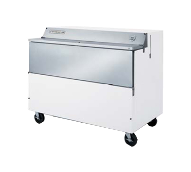 Beverage Air SMF58-S School Milk Cooler, Forced Air, 58" W, 33-1/2" D, 24.8 Cu. Ft., Single Access, Exterior Digital Thermometer, Flat Top Carton Capacities, (16) 13" X 13" X 11" Or (10) 19" X 13" X 11" Case Capacity, Stainless Steel Interior And Exterior, 7" Heavy Duty