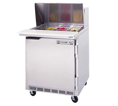 Beverage Air SPE27B Sandwich Prep Table, Stainless Steel Exterior, One-section 27", 1 Door, (8) 1/6 Pan Opening