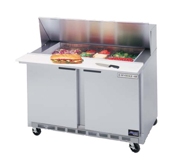 Beverage Air SPE48-12 Sandwich Prep Table, Two-section, 48", 2 Doors, Stainless Steel Top With 12 Pan Openings