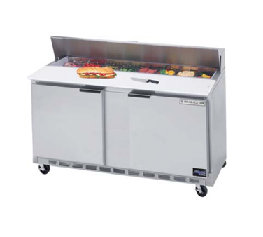 Beverage Air SPE60-16 Sandwich Prep Table, Two-section, 60", 2 Doors, Stainless Steel Top With 16 Pan Openings