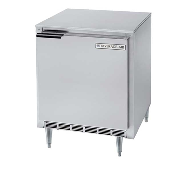 Beverage Air UCF27A Undercounter Freezer, One-section, 27" W, 7.3 Cu. Ft., (1) Door, (2) Shelves, Stainless Steel Top With Turned Down Edges, Stainless Steel Exterior, Aluminum Interior, Rear-mounted Self-contained Refrigeration, 6" Casters, 1/4 Hp, Ul, Cul, Ul-eph, Mad