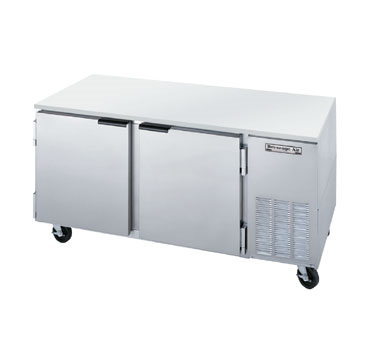 Beverage Air UCR67A Undercounter Refrigerator, Two-section, 67" W, 19.21 Cu. Ft., (2) Doors, (4) Shelves, Stainless Steel Exterior & Top, Aluminum Interior, Side-mounted Self-contained Refrigeration, 6" Casters, 1/4 Hp, Ul, Cul, Ul-eph, Made In Usa