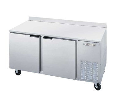 Beverage Air WTF67A Worktop Freezer, Two-section, 2 Solid Doors, 4 Shelves, Stainless Steel Front, 4" Built-in Back-splash, 6" Casters