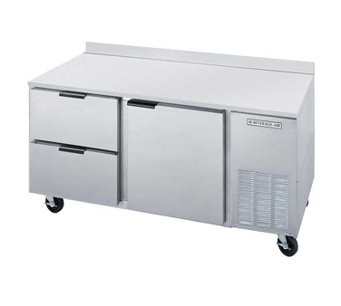 Beverage Air WTRD67A-2 Worktop Refrigerator, 67", 2 Shelves, 2 Drawers, And 1 Door, Stainless Steel Exterior