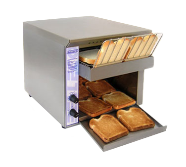 Belleco JT1 Conveyor Toaster, Electric, 10-1/2"w Conveyor Belt, 1-1/2" Product Clearance, 350 Slices Or Bun Halves Per Hour, Variable Speed Control, Power Saver Switch, Stainless Steel Construction, Cool Touch Exterior, 1" Adjustable Legs, Etl Listed In The Usa
