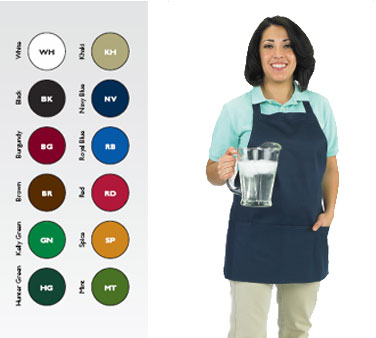 San Jamar 602BAFH-BK Front-of-the-house Bib Apron, 27" X 25", 3-compartment Front Pocket, Blended Twill Fabric, Black