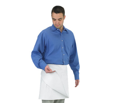 San Jamar 603FW Four-way Apron, 34" X 17", Blended Poly/cotton Fabric, No Pockets, White