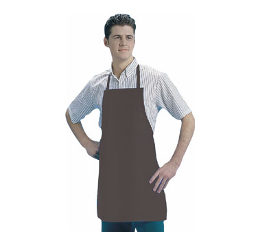 San Jamar 604VBA-BR Bib Apron, 25" X 28", No Pockets, Waterproof, Fire Retardant, Heavyweight Naugahyde Leather-look Vinyl W/cotton Knit Backing, Brown