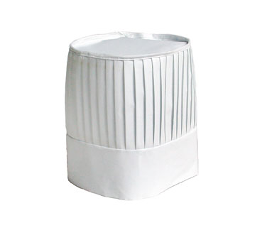 San Jamar CH-EURO European Chef's Hat, 100% Cotton, Pleated, 10" Tall, Adjustable Velcro Closure, White