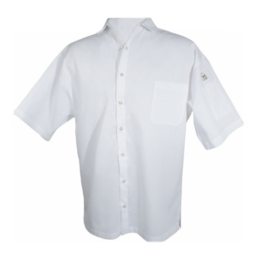 San Jamar CS006WH-M Cook Shirt, Medium, 80% Poly/20% Cotton Blend, Breast Pocket, Short Sleeve, White, Chef 24/7®