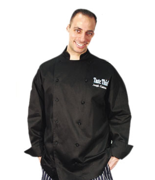 San Jamar J017BK-M Cuisinier Chef's Jacket, Medium, Cotton, Black, Chef Revival®