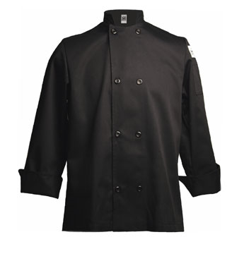 San Jamar J061BK-2X Traditional Chef's Jacket, 2x, Poly Cotton Blend, Black, Chef 24/7®