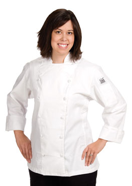 San Jamar LJ025-L Ladies Cusinier Chef's Jacket, Large, Chef-tex Poly Cotton Blend, Chef Revival®