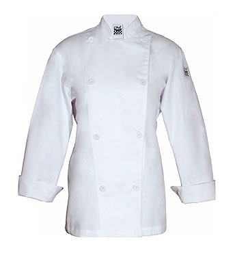 San Jamar LJ027-S Ladies Knife & Steel® Traditional Chef's Jacket, Small, Poly Cotton Blend, Chef Revival®