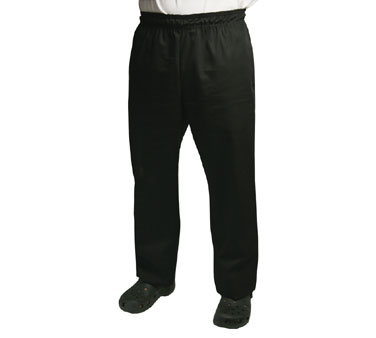San Jamar P020BK-S Basic Chef's Pants, Small, Poly Cotton Blend, Black, Chef 24/7®