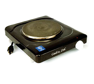 Cadco KR-1 Cast Iron Range, Counter Unit, Electric, Single Burner, Heavy Duty 7-1/8" Cast Iron Element, Infinite Controls W/element Power Light, Black Enamel Surface, 120v/60/1ph, 1500w, 12.5 Amps, Ul Safety & Sanitation, Cul