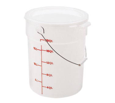 Cambro PWB22148 Pail With Bail, 22 Qt. Capacity, Natural White, Polyethylene, Stain Resistant, Dishwasher Safe, Nsf
