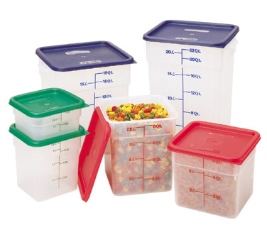 Cambro 12SFSPP190 Camsquare® Food Container, With Handles, 12 Quart, 11-1/4" X 12-1/4" X 8-3/4", Translucent, Blue Graduation, Polypropylene, Dishwasher Safe, Resists Stains & Odors, Nsf Listed